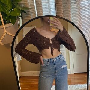 Marla Keyhole Crochet Cropped Cardigan